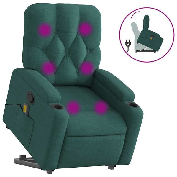 vidaXL Stand Up Massage Recliner Chair Dark Green