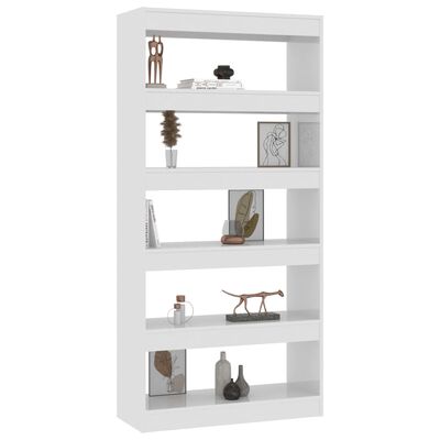 vidaXL Book Cabinet/Room Divider High Gloss White 31.5"x11.8"x65.4" Engineered Wood