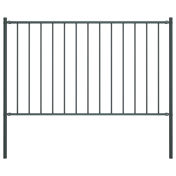 vidaXL Fence Panel with Posts Powder-coated Steel 5.6x4.1' Anthracite