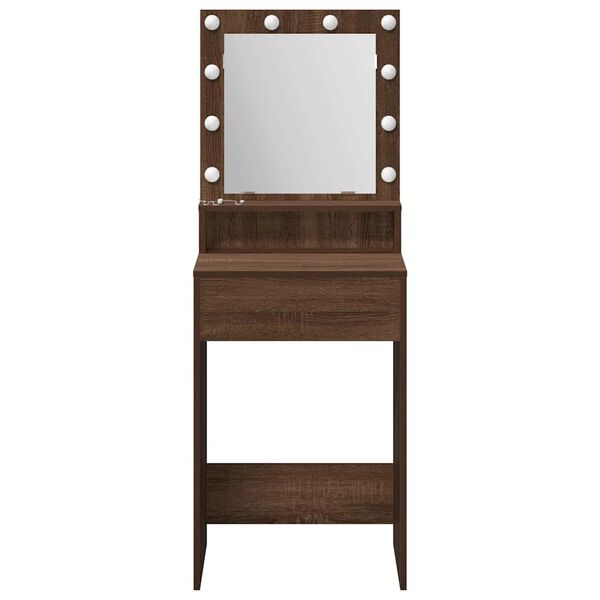 vidaXL Dressing Table with Shelf Brown Oak 19.69 x 16.14 x 53.15 in