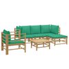 vidaXL Garden Lounge Set Bamboo, Green Bamboo, Polyester Medium Modular