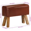 vidaXL Bok Bench Brown and natural Real leather, solid mango wood Medium