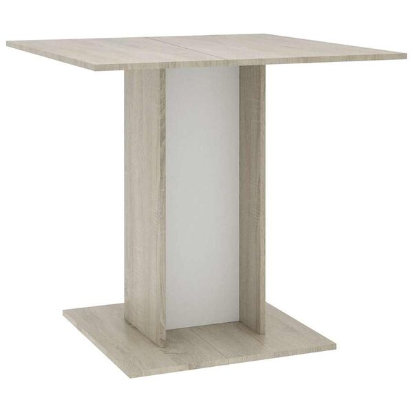 vidaXL Dining Table White and sonoma oak Engineered wood Medium Simple