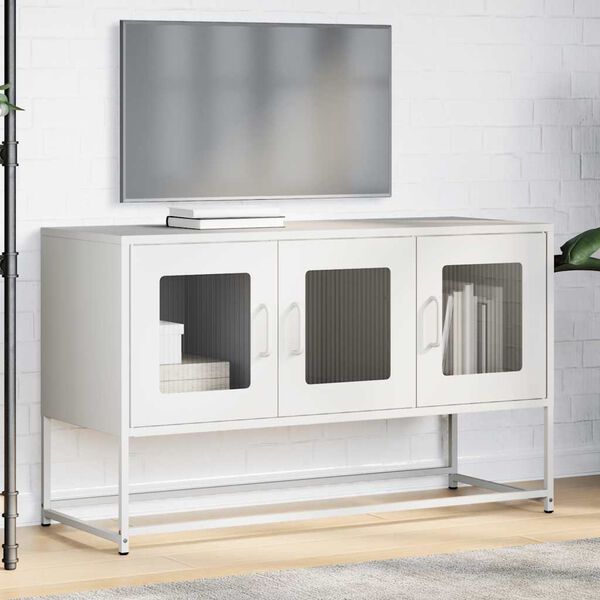 vidaXL TV Cabinet White Cold-rolled Steel Small TV Cabinet Rectangular