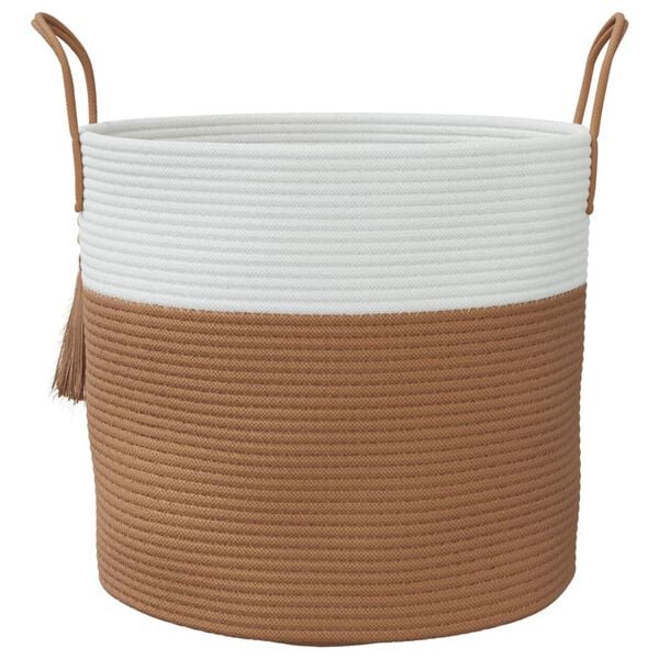 vidaXL Storage Basket Brown and White Cotton 15.7 in x 13.8 in