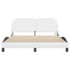 vidaXL Bed Frame White Faux leather, Metal, Solid pine wood, Plywood