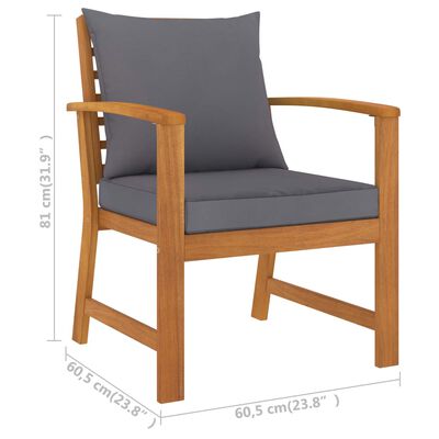 vidaXL Patio Chairs 2 pcs with Dark Gray Cushion Solid Acacia Wood