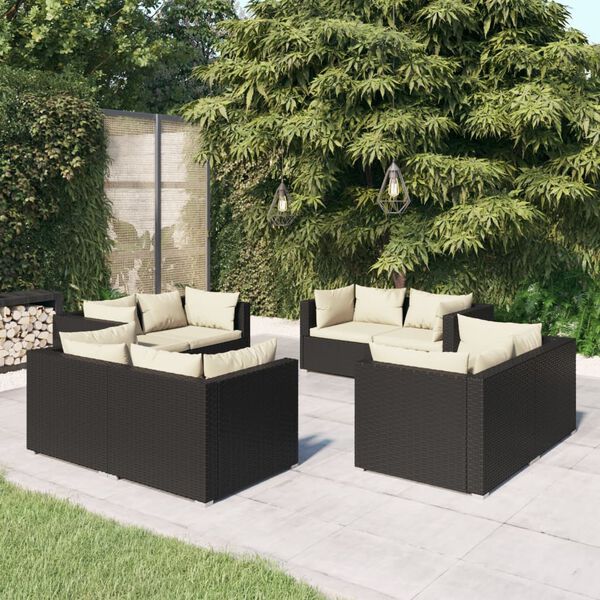 vidaXL Garden Lounge Set Black, Cream