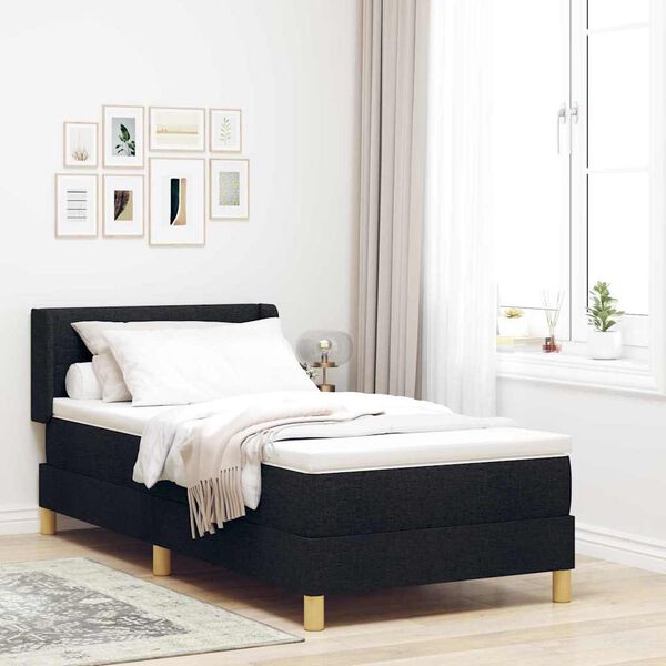vidaXL Box Spring Bed with Mattress Black 78.74 x 31.50 in Polyester