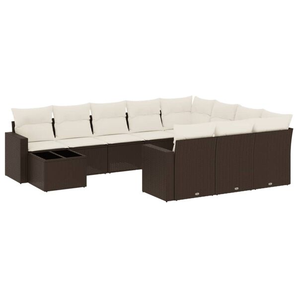 vidaXL Garden Sofa Set Brown, Cream White