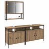 vidaXL Bathroom Furniture Set with Shelf 3 pcs Brown Engineered wood