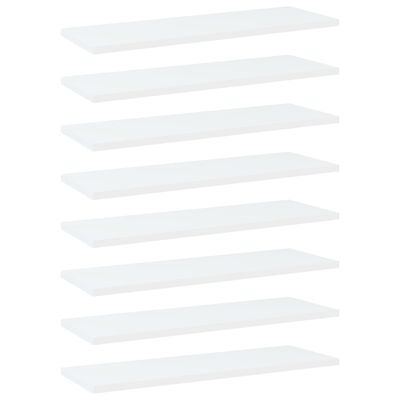vidaXL Bookshelf Boards 8 pcs White 23.6"x7.9"x0.6" Engineered Wood