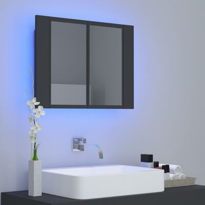 vidaXL LED Bathroom Mirror Cabinet Gray 23.6"x4.7"x17.7" Acrylic