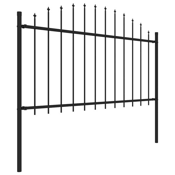 vidaXL Garden Fence with Spear Top Steel 71.3"x59.1" Black