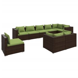 vidaXL Garden Lounge Set Brown PE rattan, powder-coated steel, polyester