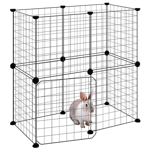 vidaXL Pet Cage Black Powder-coated steel Adjustable size