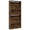 vidaXL Shoe Cabinet Smoked Oak Engineered Wood, Glass Medium Storage