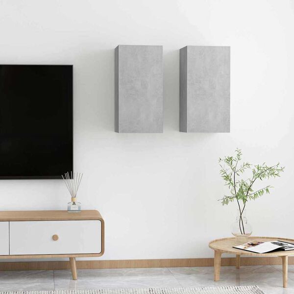 vidaXL Wall TV Cabinet 2 pcs Concrete Grey 12.20 x 11.81 x 23.62 in