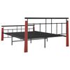 vidaXL Bed Frame Black, Dark Oak Powder-coated metal, solid oak wood