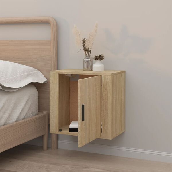 vidaXL Wall-mounted Bedside Cabinet Sonoma oak Engineered wood Medium