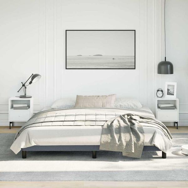 vidaXL Bed Frame Dark Gray Velvet, Plywood, Engineered Wood