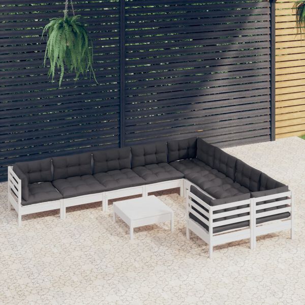 vidaXL Garden Lounge Set White and Anthracite