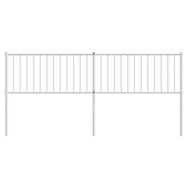 vidaXL Headboard White Powder-Coated Steel Double Bed