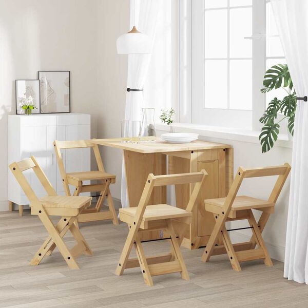 vidaXL Dining Chair Honey wax brown Solid pine wood and engineered wood