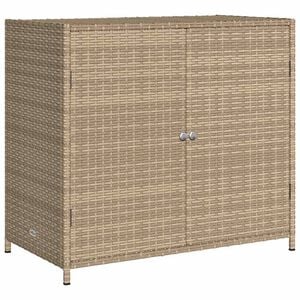 vidaXL Garden Storage Cabinet Beige PE Rattan 32.7 in x 17.7 in x 29.9 in