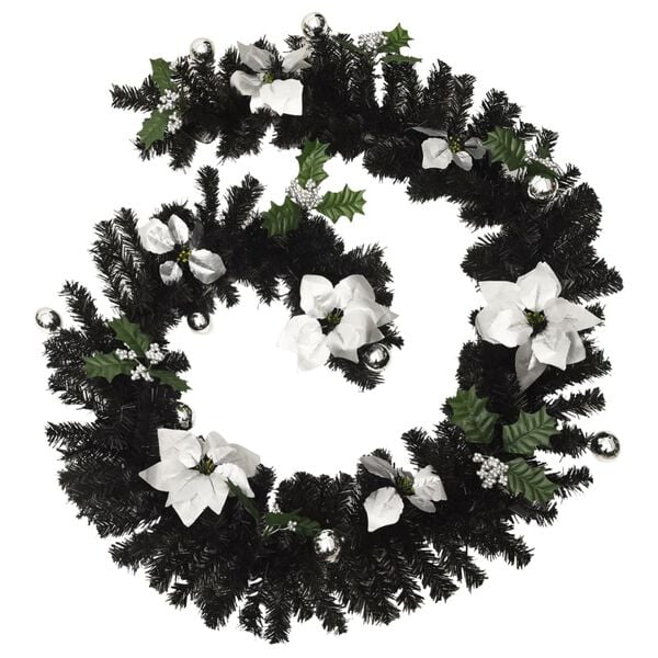 vidaXL Christmas Garland Black and silver PVC 2.7 m Christmas Garland
