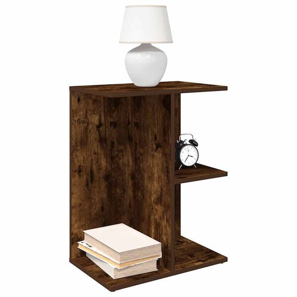 vidaXL Bedside Table Smoked Oak Engineered Wood Medium Bedside Table