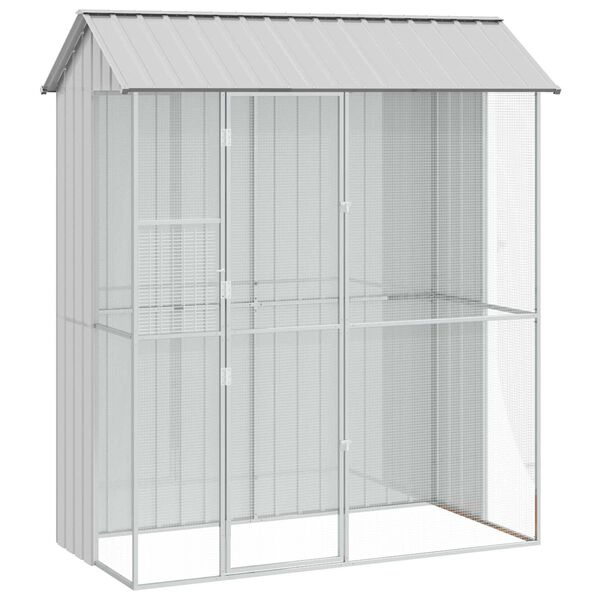 vidaXL Bird Cage Grey 84.65 x 43.31 x 97.24 in Galvanised Steel