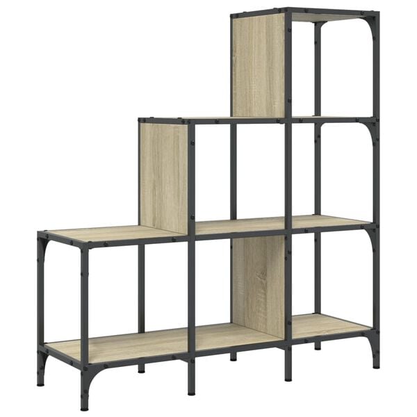 vidaXL Bookcase Sonoma Oak Engineered Wood Medium Adjustable Feet