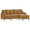 vidaXL 3-Seater Sofa With Footstool Brown Velvet Standard Modern