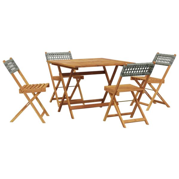 vidaXL Garden Dining Set Grey Poly rattan and solid acacia wood Medium
