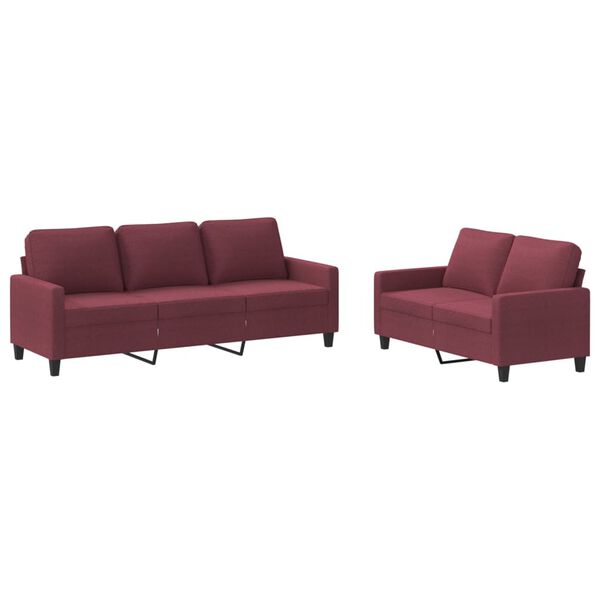 vidaXL Sofa Set Wine Red Fabric (100% polyester), metal, textilene, plywood