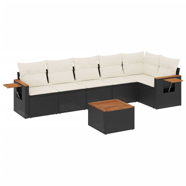 vidaXL Garden Sofa Set Black, Cream White