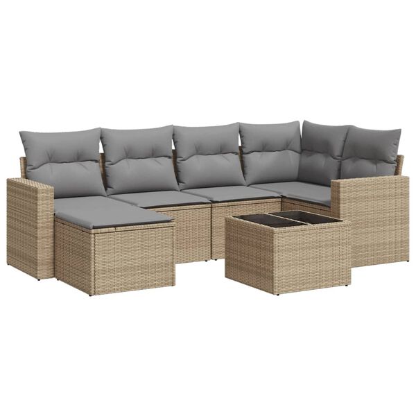 vidaXL Garden Sofa Set Beige Poly Rattan Large UV-resistant materials