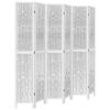 vidaXL Room Divider 6 Panels White Solid Wood Paulownia