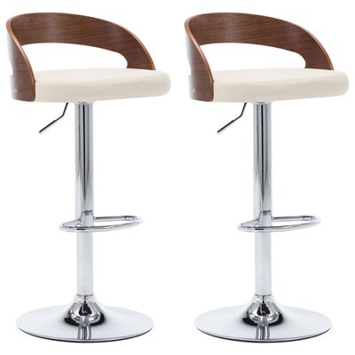 vidaXL Bar Stools 2 pcs Cream Faux Leather and Bentwood