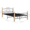 vidaXL Bed Frame Black and Natural Oak Powder-coated metal, Oak wood Full
