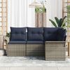 vidaXL Garden Sofa Set with Cushion 4 pcs Grey Poly Rattan