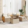 vidaXL Garden Sofa Set Beige PE Rattan 6 Piece Set Adjustable Armrests