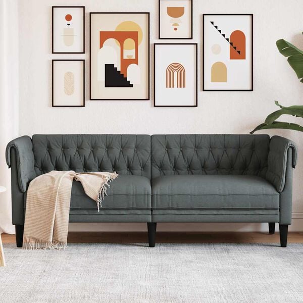 vidaXL Chesterfield Sofa Dark Grey