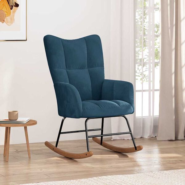 vidaXL Rocking Chair Blue Velvet Medium Nice Design Rocking Chair