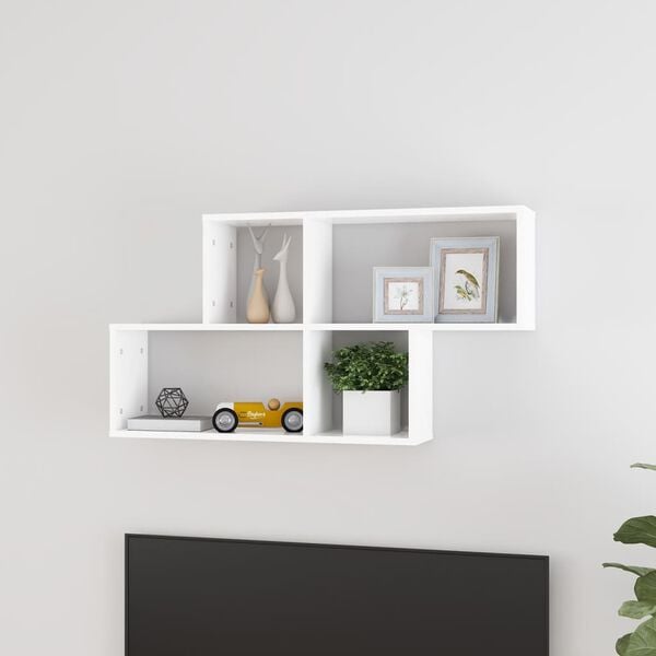 vidaXL Wall Shelf White Engineered Wood Medium Wall Mounting