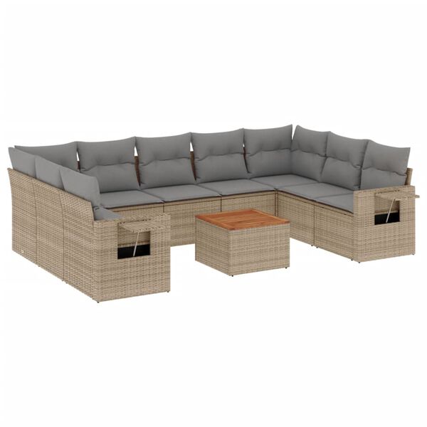 vidaXL Garden Sofa Set Beige, Light Grey