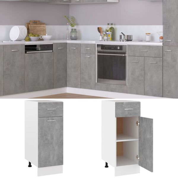 vidaXL Drawer Bottom Cabinet Concrete grey Engineered wood