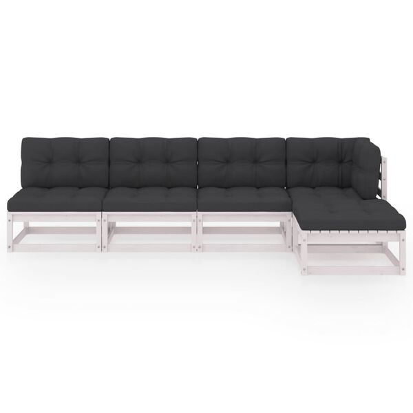 vidaXL Garden Lounge Set White, Anthracite
