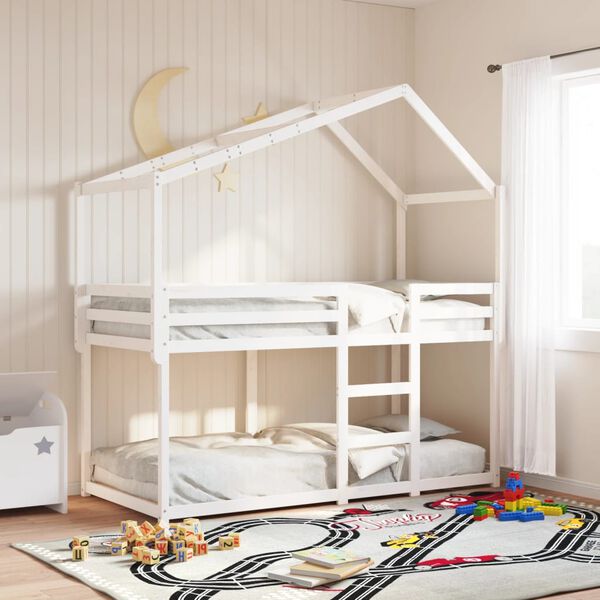 vidaXL Kid's Bed Roof White Solid pine wood 80 x 37.6 x 56 in Durable